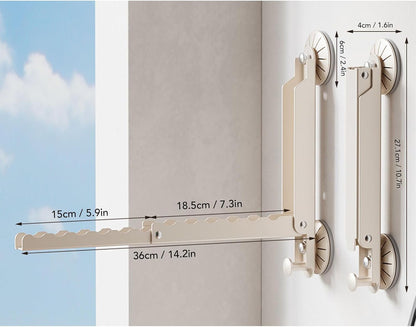Wall Mounted Drying Rack with Extendable Heavy Duty Design. Ideal for Laundry Rooms, Bathrooms, and Balconies. Space Saving Storage Solution for Towels and Clothing (White)