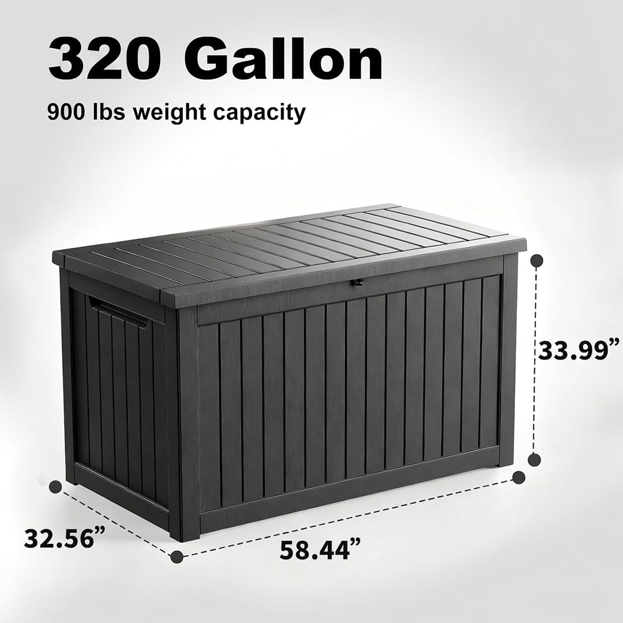 230 Gallon Large Outdoor Storage Box Waterproof, UV Resistant Resin Deck Box with Hydraulic Rod & Lockable Latch for Patio Furniture, Outside Storage Box for Garden Tools, Patio Cushions, Black