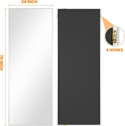 TRAHOME Full Length Floor Mirror 56"x15", Standing Mirror with Aluminum Frame, Large Body Mirror for Bedroom, Living Room and Bathroom, Black
