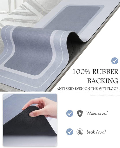 MontVoo-Bath Mat-Bathroom Mat Rug Non Slip Super Absorbent Stain Resistant Quick Dry Thin Bath Rug-Bath Mats for Bathroom Floor Bathtub Vanity-Bathmat Bath Rug Easy Care-17"x27" Grey
