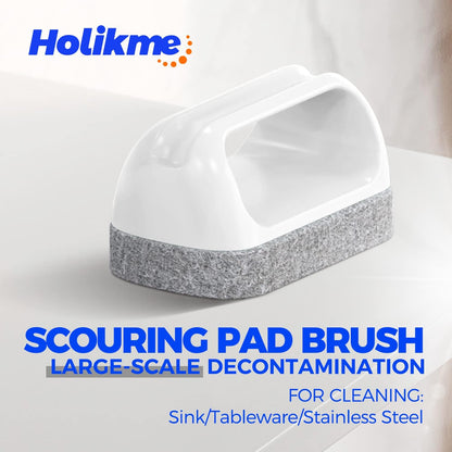 Holikme 7 Pack Deep Cleaning Brush Set, Scrub Pads with Scraper Tip for Pool Walls, Bathroom, Grout, Floor, Bike, Tub, Shower, Kitchen Surface (Green)
