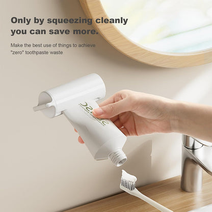 ROOM127 Wall Mounted Toothbrush Holder Set with Toothpaste Dispenser, Amber | 5-Piece Set with 4 Covered Individual Slots, No-Drill Adhesive Mount and Pump-Style Squeezer for Manual or Electric Brushes