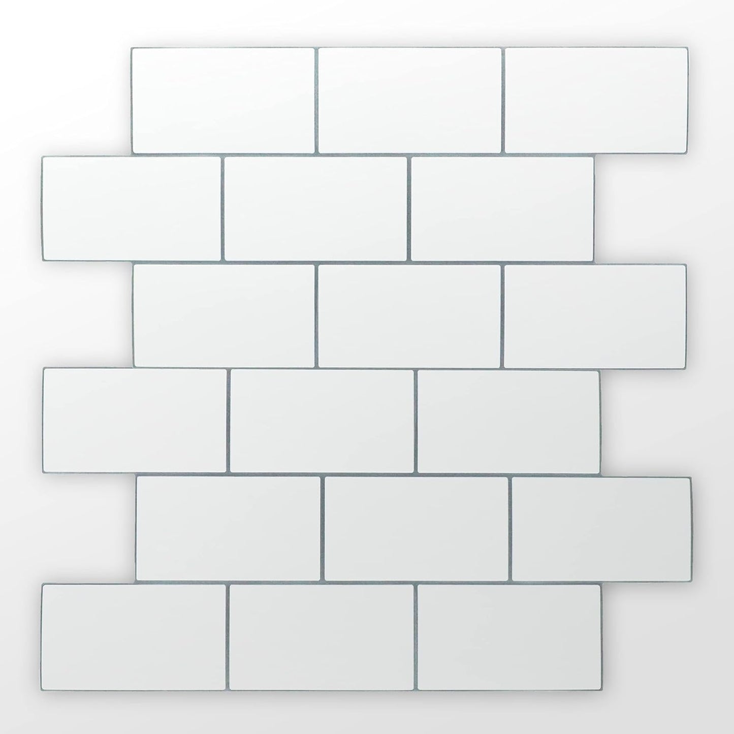WALPLUS 20 Sheets Peel and Stick Kitchen Backsplash Tile Stickers Self Adhesive Stick on Subway Tile 12" x 6" Bathroom Splashback Water Heat Resistant 3D Wall Tiles Pure White Gray