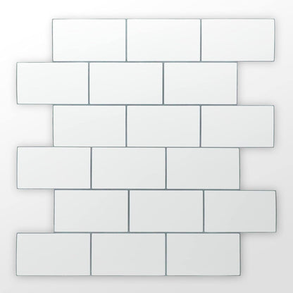 WALPLUS 20 Sheets Peel and Stick Kitchen Backsplash Tile Stickers Self Adhesive Stick on Subway Tile 12" x 6" Bathroom Splashback Water Heat Resistant 3D Wall Tiles Pure White Gray