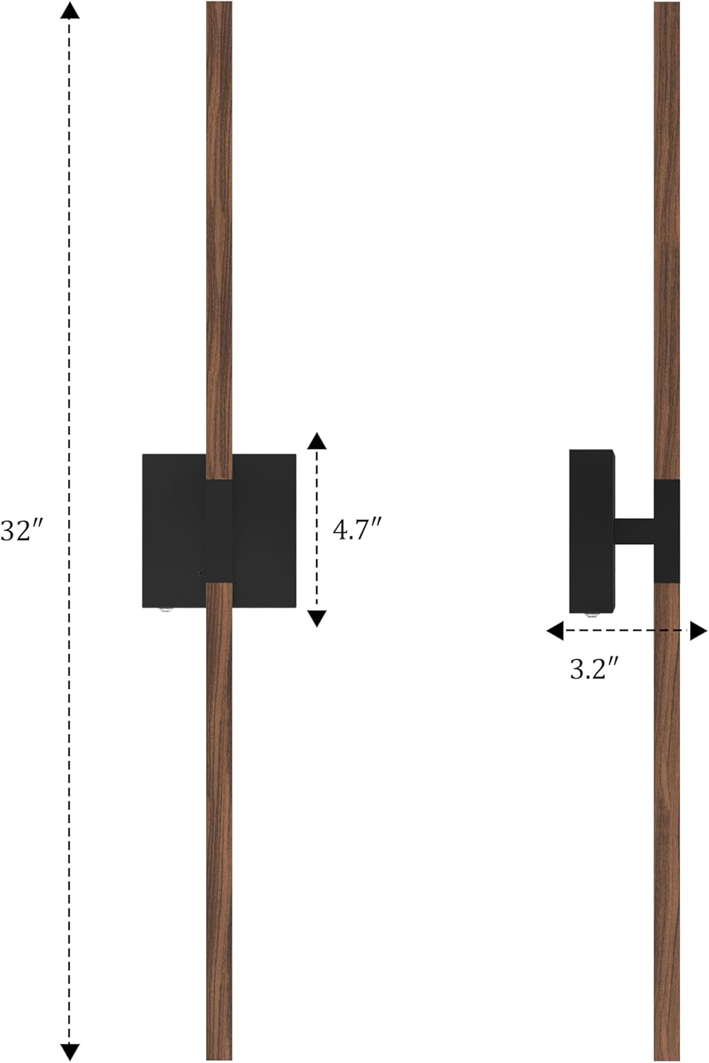 8000mAh Battery Operated Wall Sconce with Remote Control, 3000K-6000K Dimmable Black Wireless Rechargeable Wall Sconces Set of Two with Timer Function for Living Room, Bedroom, Stairwell, TV 24 Inch