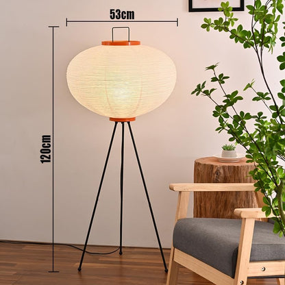 Japanese Rice Paper Floor Lamp，Noguchi Style Paper Floor Lantern Lamps,Akari Japandi Light for Wabi Sabi Decor，47.2“ Handmade Rice Paper Standing Lamps for Living Room,Bedroom, Office