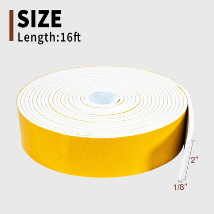 Yotache Weather Stripping Door Seal Strip White 3/8" x1/8", 50Ft Total, Foam Insulation Tape Gasket for Door Frame and Windows, 3 Rolls x 16.5Ft