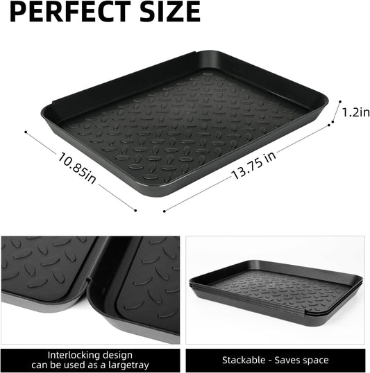3Pcs Shoe Tray 14 x 11 Inch Waterproof Mat Wet Plastic Small Boot Tray, Multi-Purpose Garden Tool for Entryway Indoor