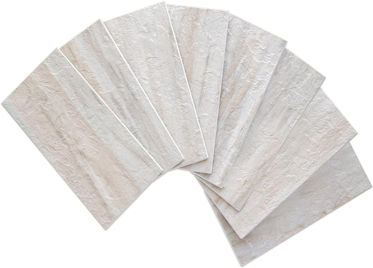 AULIGET 100 Piece Rust Slate Peel and Stick Backsplash Wall Tiles, 3" x 6" PVC Faux Stone Stick on Tiles for Backsplash Kitchen, Bathroom, Laundry Room, Camper, Fireplace