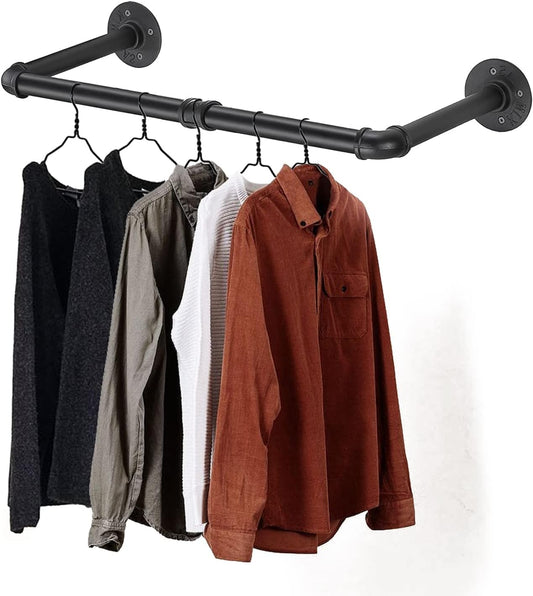 Gold Wall Mount Iaundry Drying Rack - 54" Pipe Garment Rack, Portable Heavy Duty Iron Closet Hanger Rod, Modern Metal Detachable DIY Hanging Bar for Laundry Room and Closet Storage