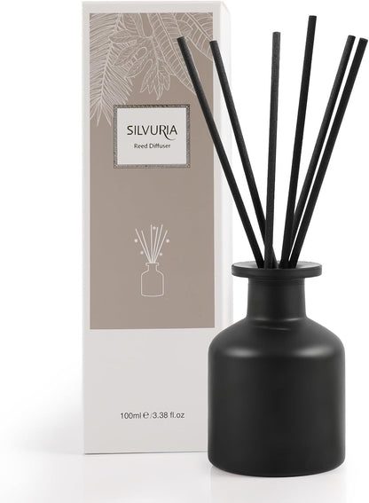 Reed Diffuser Set,Ocean Mist & Sea Salt Fragrance,100ml(3.38 fl.oz) with 6 Reed Sticks,Long-Lasting Oil Diffuser for Home,Office,Bathroom,Flame Free