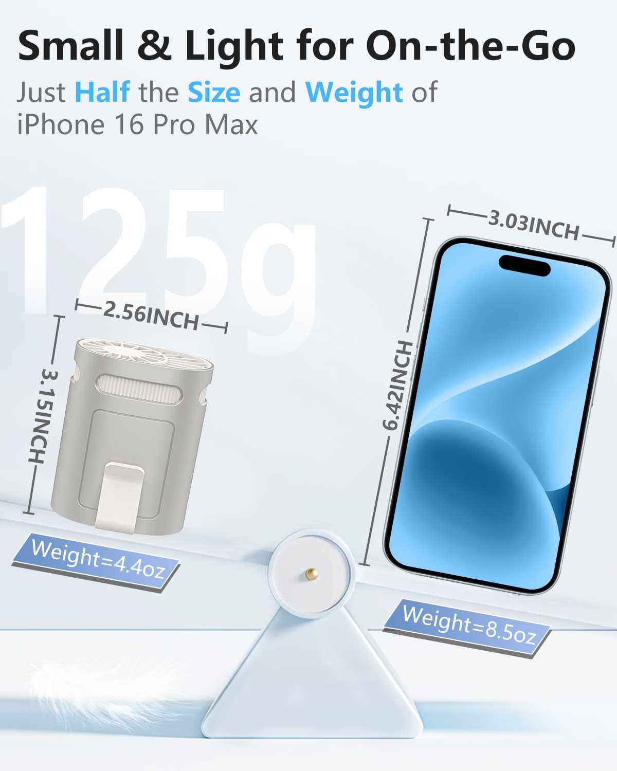 Waist Fan Clip on Cold Air-Mini Lightweight Portable Fan Rechargeable Battery Powered,Small Personal Wearable Shirt Belt Hard Hat Hip Back Body Fans,Cooling Hanging Neck Cooler Ac for Men Women Kids