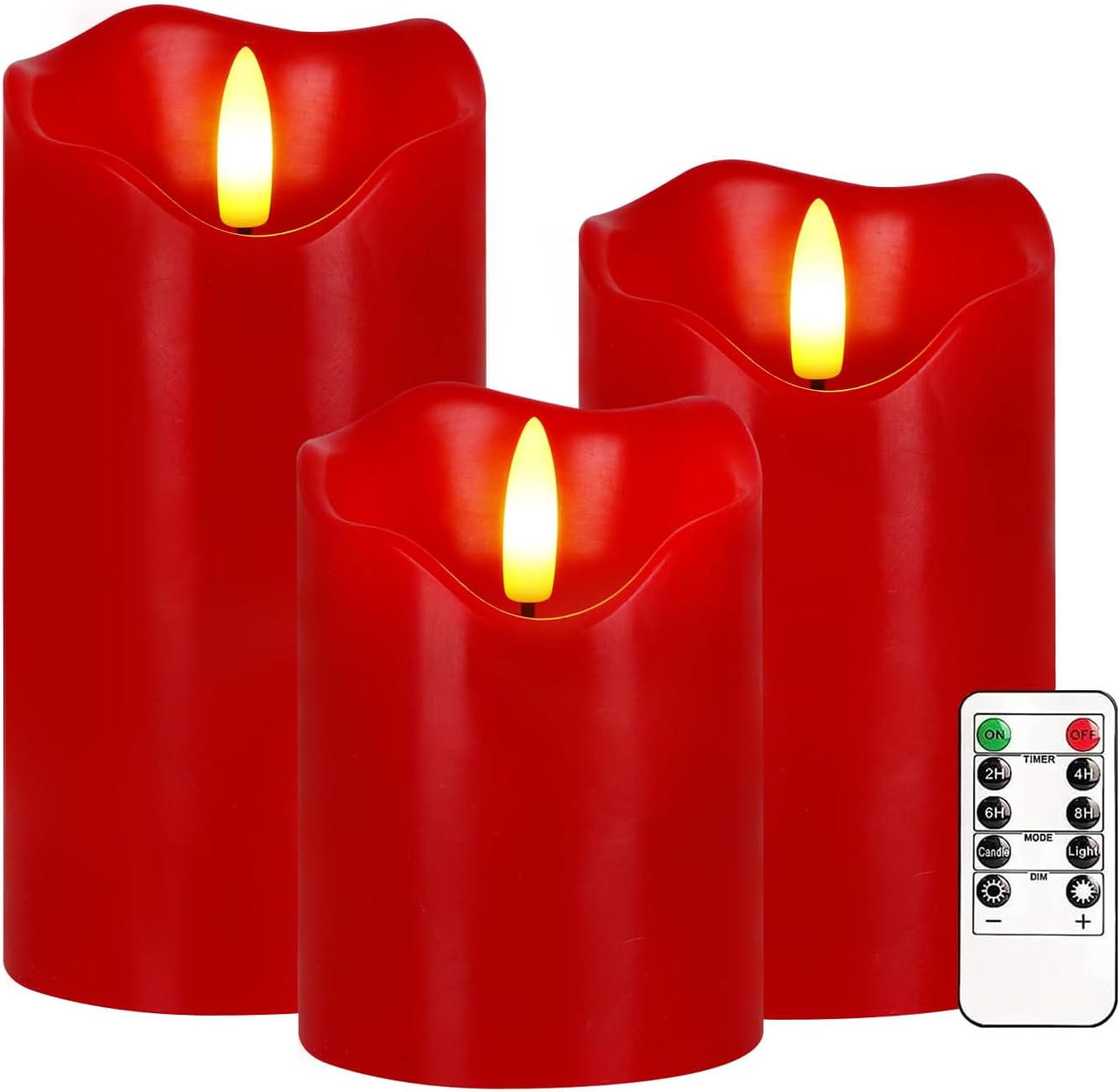 Flameless Candles Lights, Set of 3 Flickering LED Candles with Remote & Timer, Dimmable Electric Pillar Candles Battery Operated, Green Candles for Home St. Patrick’s Day Christmas Decor (Green)