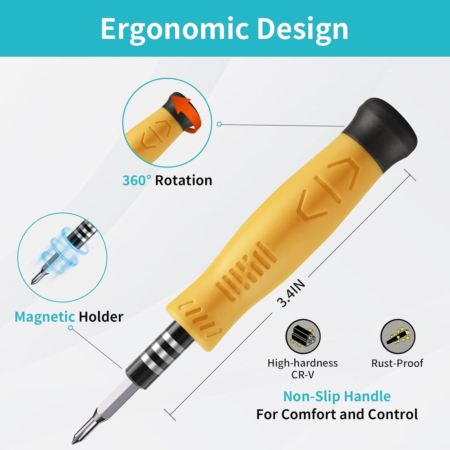 SHOWPIN Precision Computer Screwdriver Kit: 122PCS Laptop Screwdriver Sets | 101 Magnetic Drill Bits, Computer Accessories, Electronics Tool Kit Compatible for Tablet, PC, iPhone, PS4 Repair