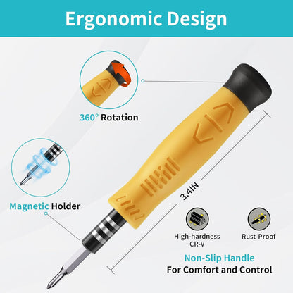SHOWPIN Precision Computer Screwdriver Kit: 122PCS Laptop Screwdriver Sets | 101 Magnetic Drill Bits, Computer Accessories, Electronics Tool Kit Compatible for Tablet, PC, iPhone, PS4 Repair
