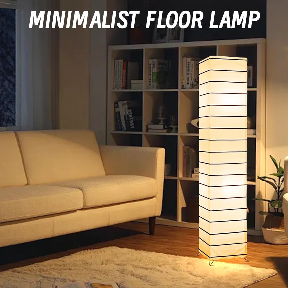 YY YEARCHY Floor Lamp Paper Lamp Japanese Standing Lamps with Rice Paper Shade for Bedroom Livingroom Slim