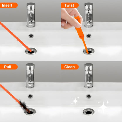 Forlivese 4 Pack 25 Inch Drain Snake,Drain Clog Remover,Sink Snake for Sewer Kitchen Sink Bathroom Tub Toilet Clogged Drains Relief Cleaning Tool