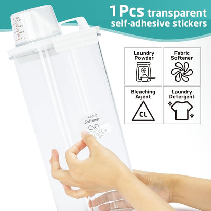 Laundry Detergent Dispenser-1 Pack, Detergent Dispenser with 4 Removable Labels, Laundry Soap Dispenser for Laundry Room Organization and Storage, BPA Free & PET Plastic Clear (98 oz)