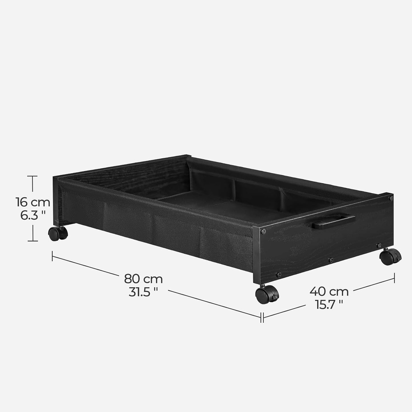 FOUCSSOMEI Under Bed Storage with Wheels, Wooden Under Bed Drawers On Wheels, Rolling Under Bed Shoe Storage, Space Saving, Rustic Brown,30L