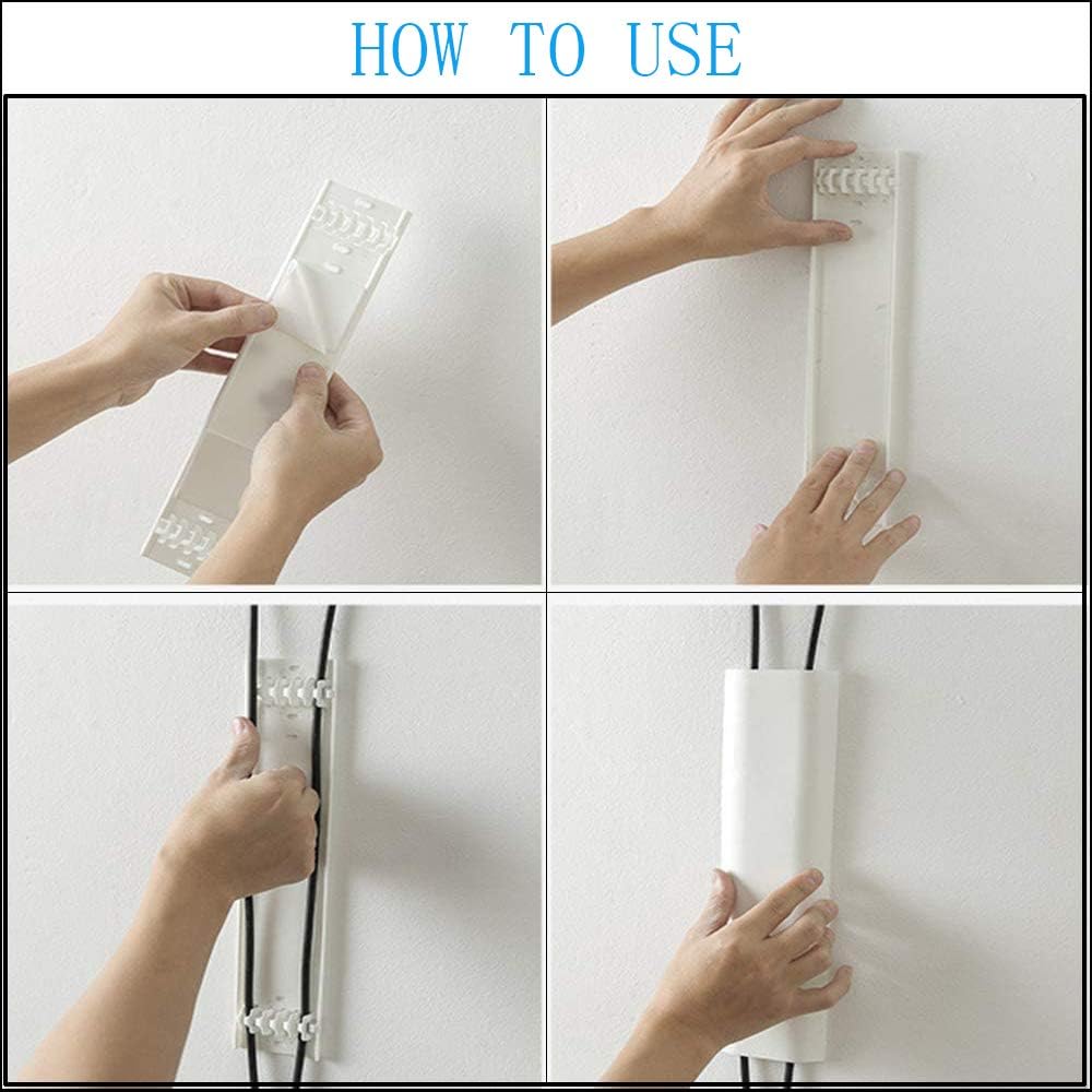 Cable Concealer Cord Cover, Airlxf 2 PCS Self-Adhesive Wall Cable Covers with 4 PCS Double-side Tapes for TV Computer Office Theater (White)