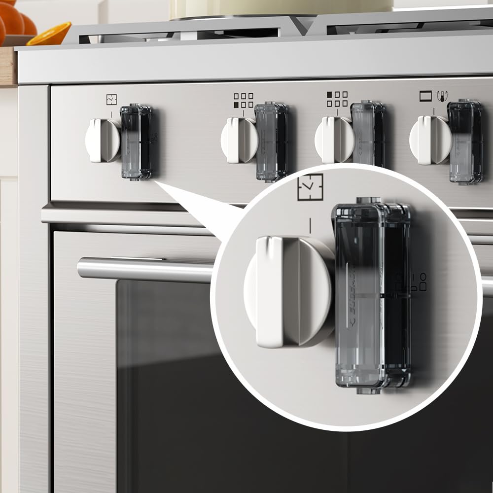 EUDEMON 5 Pack Baby Safety Gas Stove Knob Locks,Childproof Lock for Big,Small Knobs,Eay to Install & Use (Black)