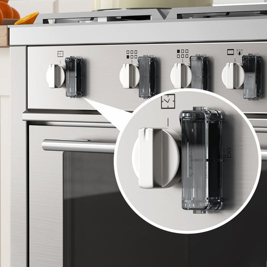 EUDEMON 5 Pack Baby Safety Gas Stove Knob Locks,Childproof Lock for Big,Small Knobs,Eay to Install & Use (Black)