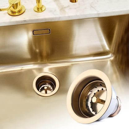 3-1/2 Deep Cup Kitchen Sink Drain Assembly, 304 Stainless Steel Construction With Fixed Post Basket and Long Extended Shank/CAS Approved and White Finish