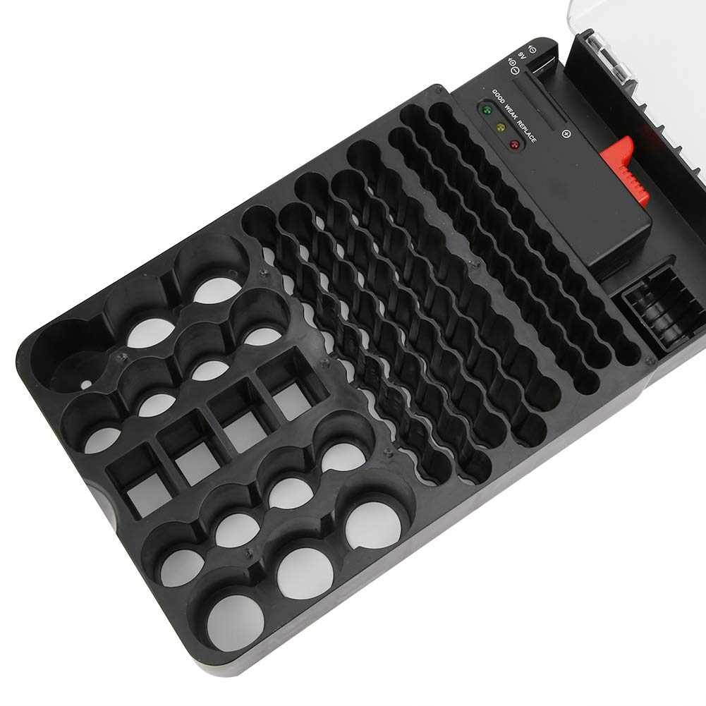 Multifunctional 104 Grids Battery Organizer Case with Tester - Store AAA, AA, C, D, 9V & Button Cells