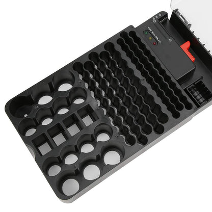 Multifunctional 104 Grids Battery Organizer Case with Tester - Store AAA, AA, C, D, 9V & Button Cells