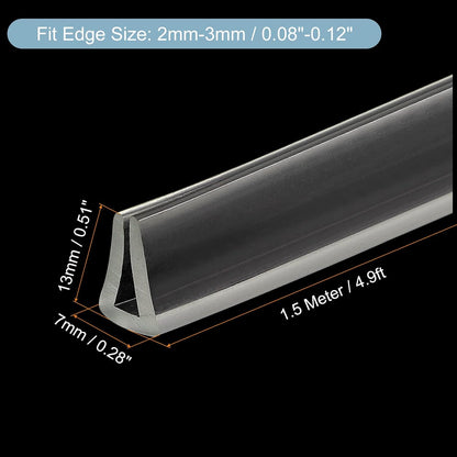 uxcell U Channel Edge Trim, 4.9ft Length Soft Rubber Guard Seal Strip Edge Protector Fit for 1-2mm Edge, (9/32" W x 5/32" H) Clear