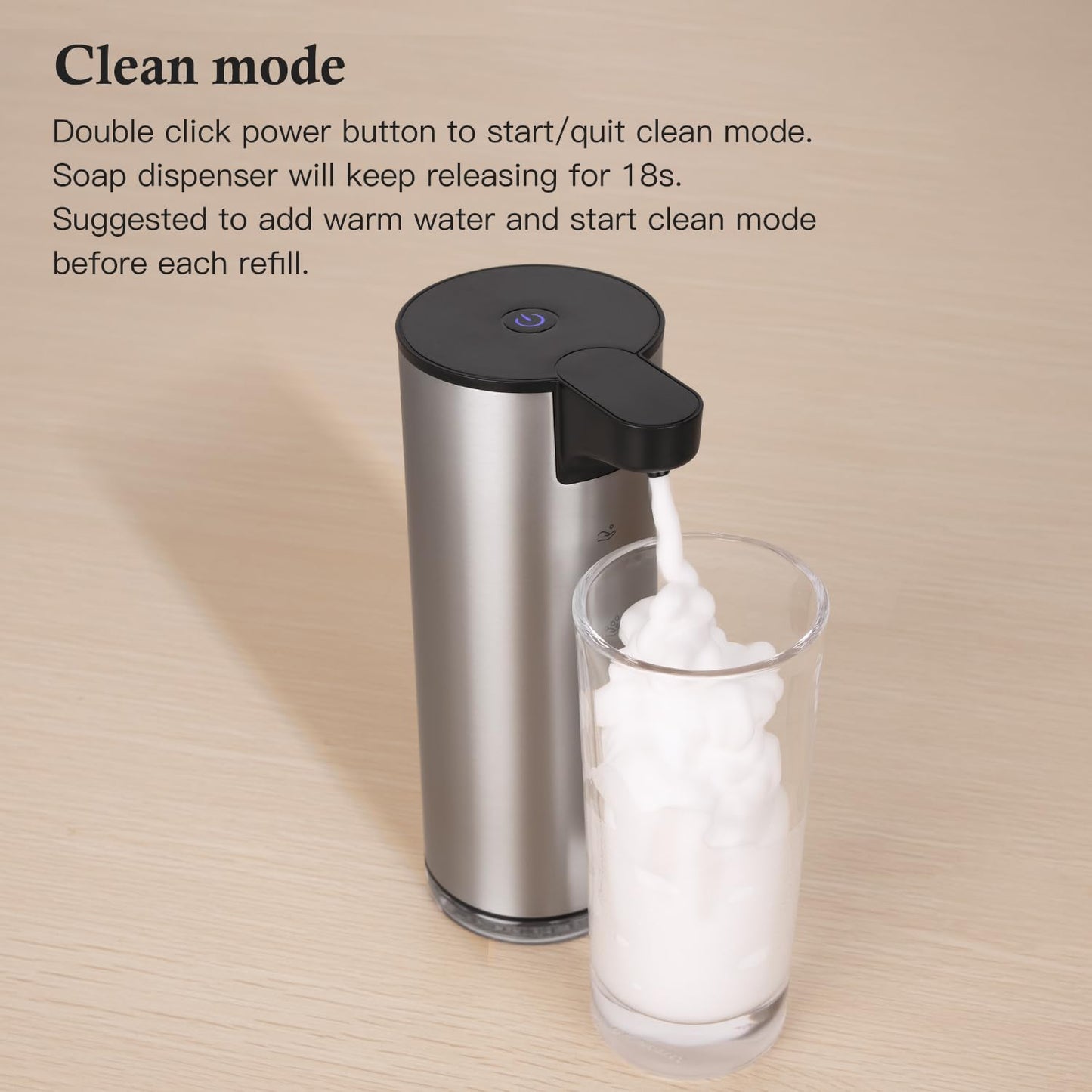 Automatic Soap Dispenser Stainless Steel Touchless Foaming Soap Dispenser for Bathroom Auto Rechargeable Hand Soap Pump (Silver-Black)