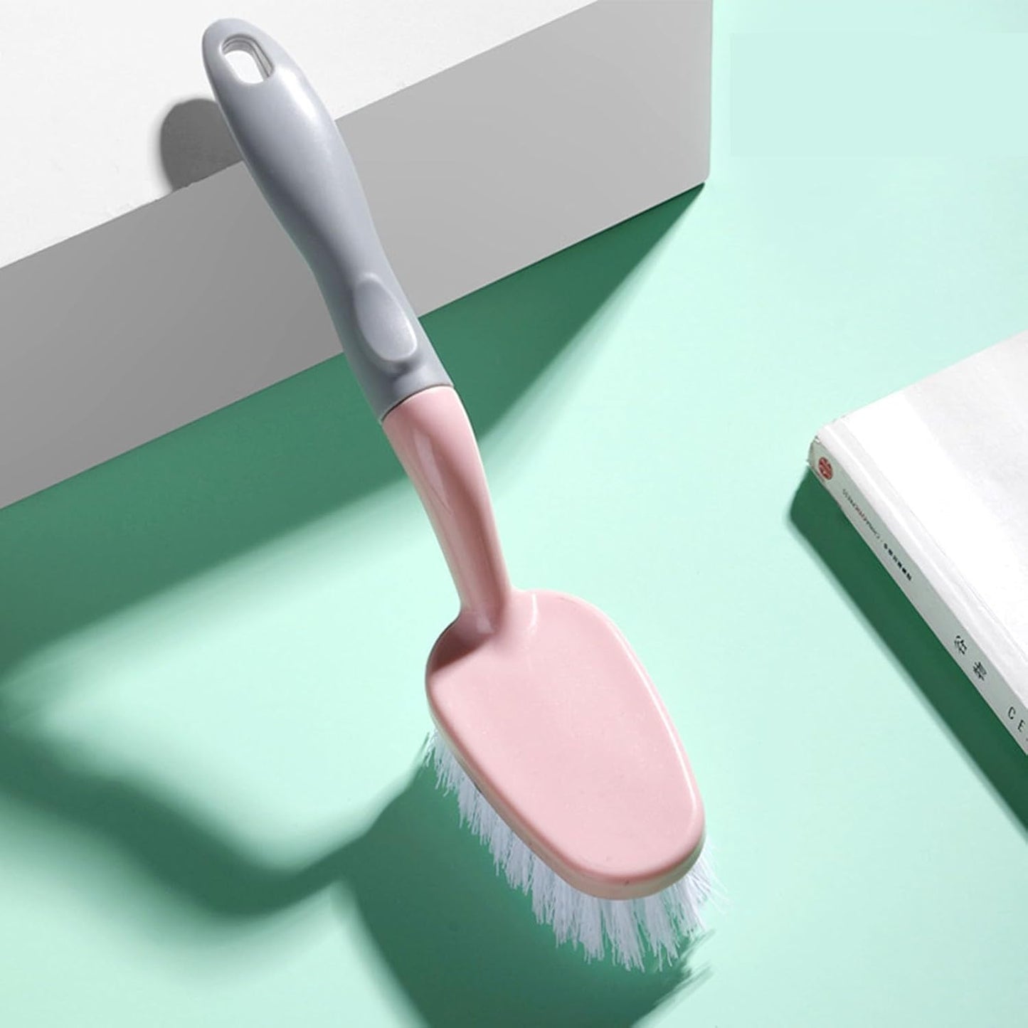 Tile Tub Scrubber Brush, Non Scratch Shower Scrubber Shower Cleaning Brush Long Handle Scrub Brush for Cleaning Bathtub Shower Bathroom, Pink