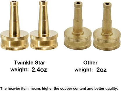 Twinkle Star Heavy-Duty Brass Adjustable Twist Hose Nozzle, 2 Pcs | 3/4” GHT Brass Garden Hose Nozzle, Adjustable Water Flow
