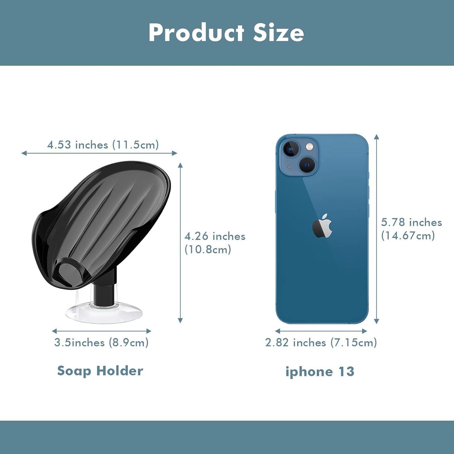 NPET Not Punched Self Draining Plastic Soap Dish Holder with Enlarged Suction Cup,Portable Soap Tray for Bathroom Shower, Kitchen Sink, Save Space and Soap (2, 2 Clear)