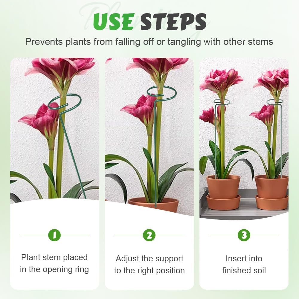 4/8/12 Pack Plant Stakes, 16/24/36 Inch Plant Support Stakes, Plant Sticks Support, Flower Stakes for Plants Peony, Tomato Seedling, Marigold, Amaryllis, Sapling, Coreopsis (16 Inch-4 Pack)