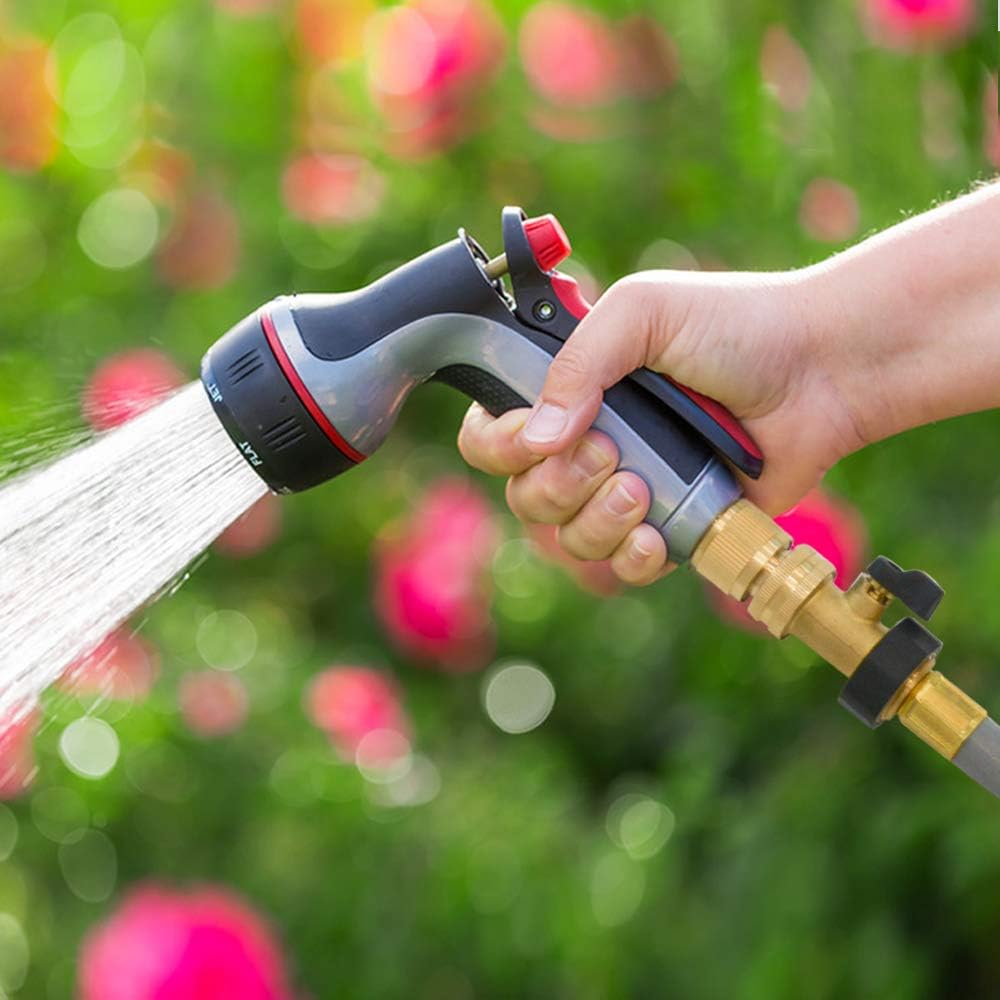 HQMPC Heavy Duty Brass Shut Off Valve Big Flow,Garden Hose Shut Off Valve For Garden Lawn Irrigatiion Garden Hose Connector Big Handle Easy Turn On Off (2PCS) +4 Extra Pressure Washers