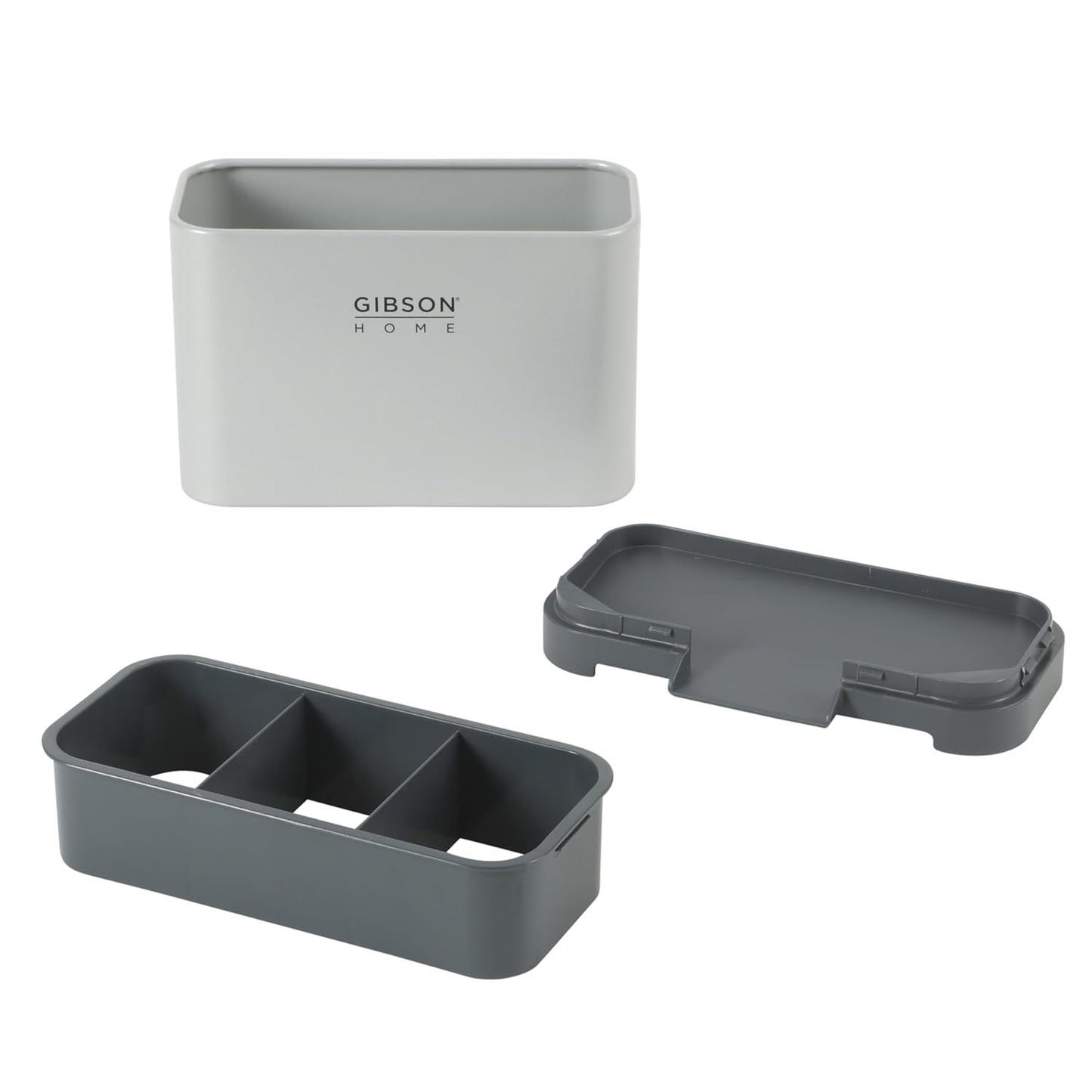 Gibson Home Ledgebrook Sink Caddy With Metal Panel, Sponge Holder for Kitchen Sink, Countertop Organizer and Storage Essentials With Drain Board