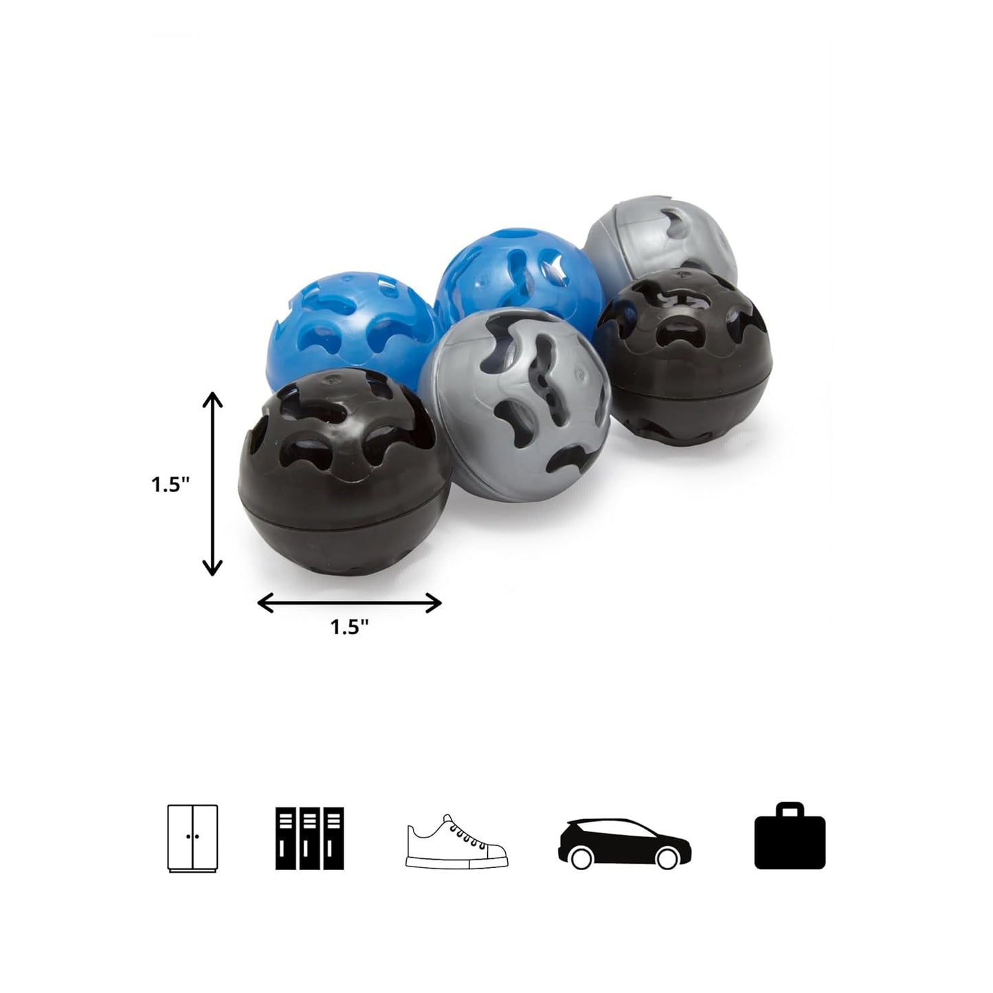MONEYSWORTH & BEST | SHOE DEODORIZER BALLS | 6 PACK | Odour Blocker, Long-lasting, Fresh Scent | For Sneakers, Shoes, Leather, Gym Bag, & More