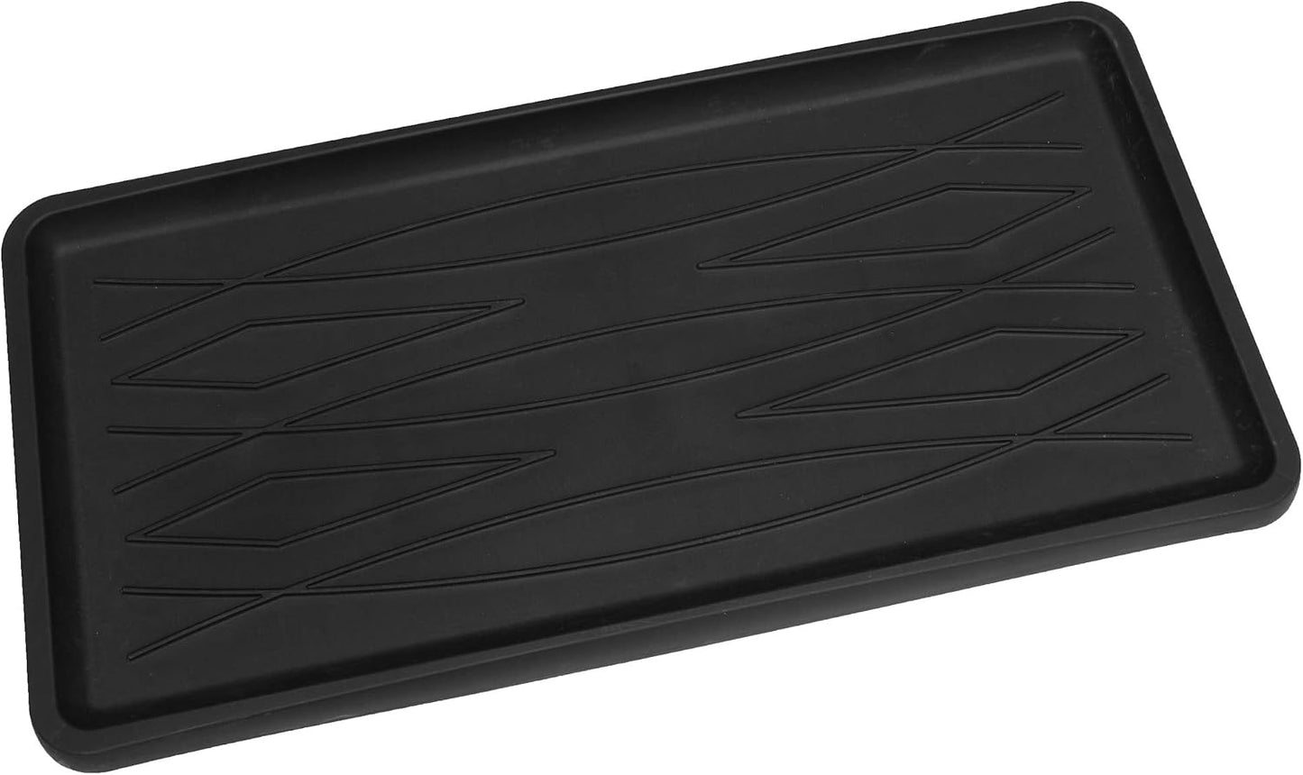 iCustomRug Heavy-Duty Multi-Purpose Indoor Boot/Shoe Tray w/Lip Boot Drying Pet Bowl Kitchen Garage Entryway Mud Room 4 Styles and Sizes 15" X 30" in Black