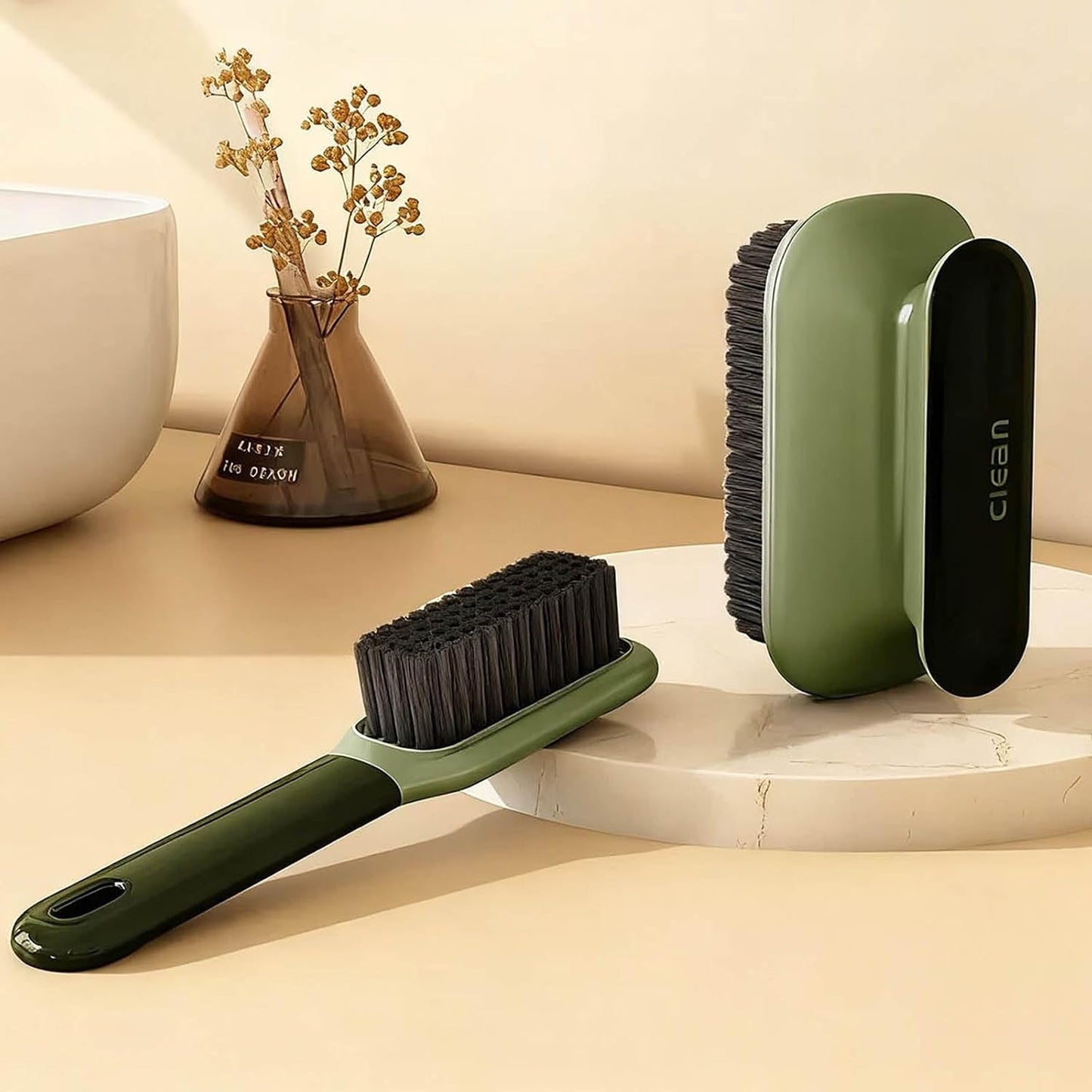 Laundry Stain Brush Household Scrub Brush Laundry Brush for Stain Removal, Soft Bristle Brush 2 Pack Stain Brush for Clothes Scrubbing Bathroom Cleaning Brush, Easy to Hold