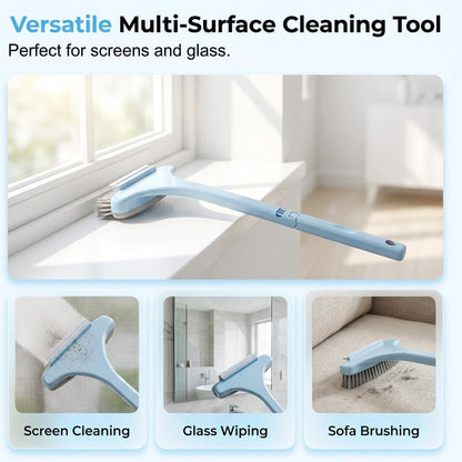 Window Screen Cleaning Brush, 2 in 1 Window Screen Cleaner Tool with Squeegee, Mesh Screen Cleaner, Multi-Purpose Cleaning Brush for Patio, Door, Porch Screens (Beige)