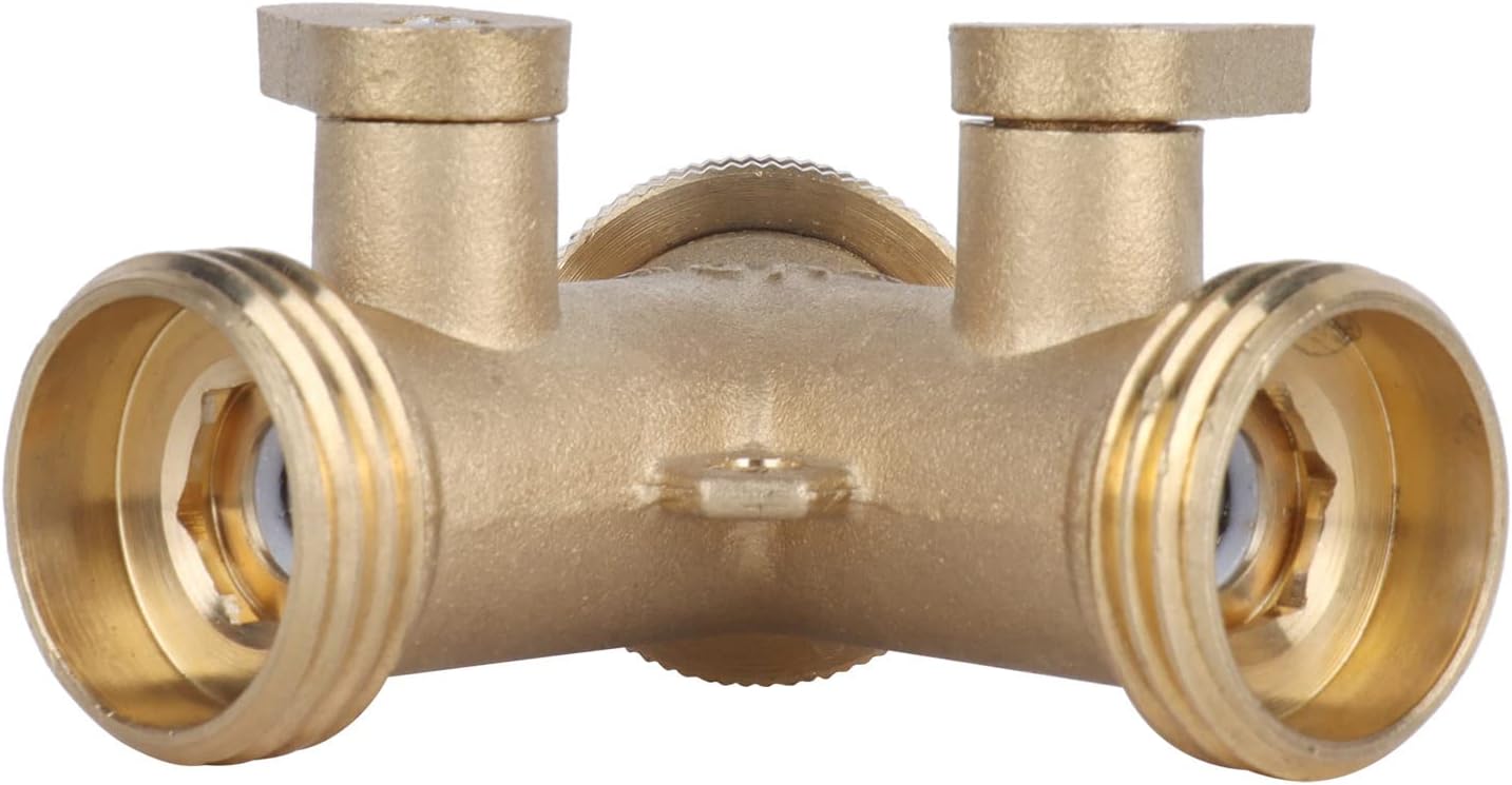 Garden Hose Splitter 2 - Way | All - Brass Strong Valve | NPT 3/4 Thread for Outdoor Watering/Laundry/Car Washing | Leak - Proof Design with Adjustable Output