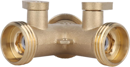 Garden Hose Splitter 2 - Way | All - Brass Strong Valve | NPT 3/4 Thread for Outdoor Watering/Laundry/Car Washing | Leak - Proof Design with Adjustable Output