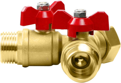 CUMIZON Solid Brass Garden Hose Splitter, 2 Way | Long Handle, 3/4" Standard Threads, Leak-Proof Dual Outlet, Heavy Duty Y Splitter, For Sprinklers and Irrigation Systems