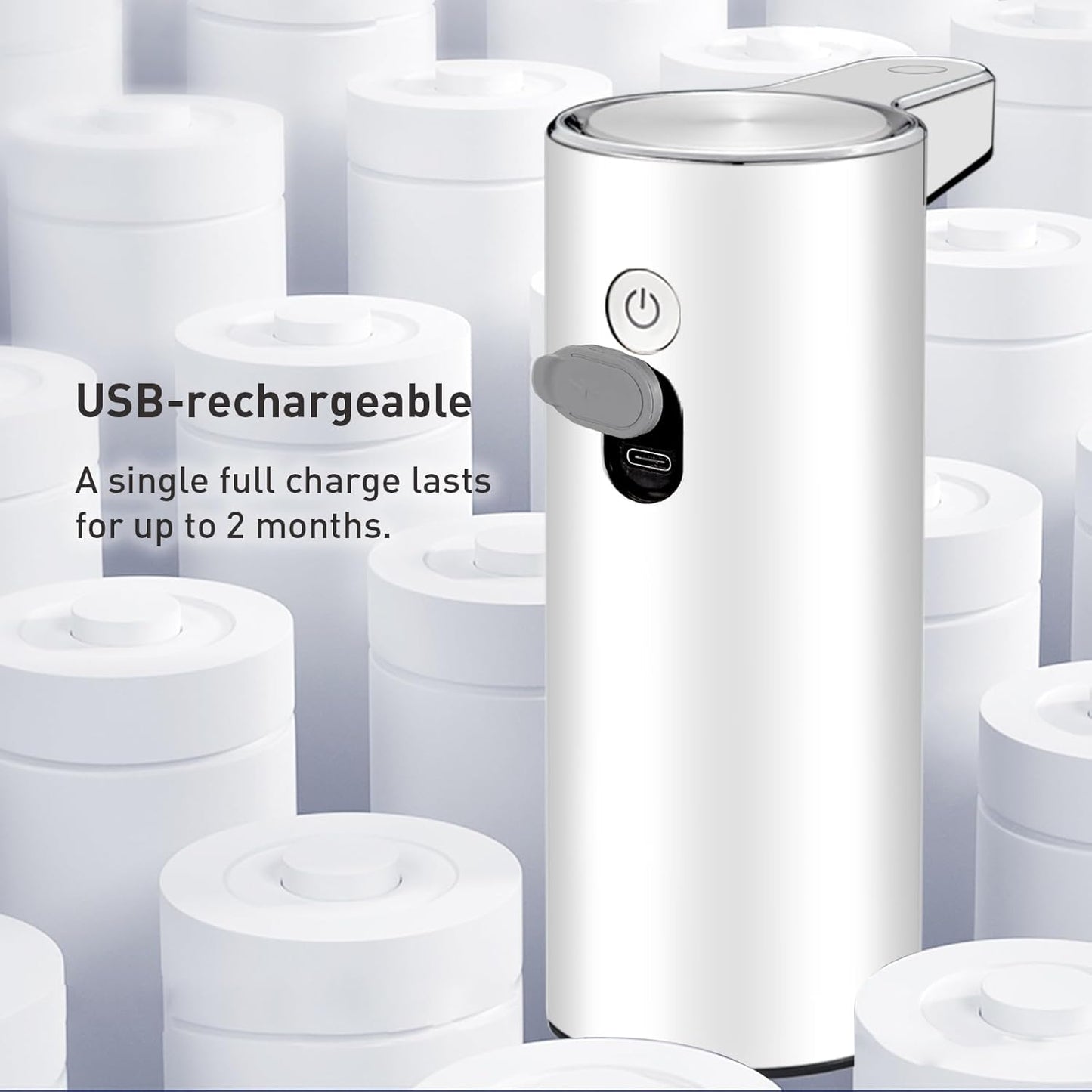 EKO Aroma 9 fl oz Automatic Liquid Soap Dispenser, Rechargeable & Water-Resistant Soap Dispenser for Kitchen and Bathroom with Adjustable Volume Control (Matte Black Steel)