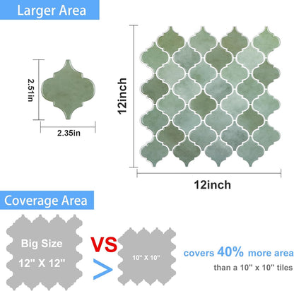 Arabesque Peel and Stick Backsplash for Kitchen, Thicker Design 3D Self Adhesive Wall Tiles, 12"x12" Peel and Stick Wall Tiles, Dark Grey 10-Sheet Stick on Tiles for Kitchen and Bathroom.