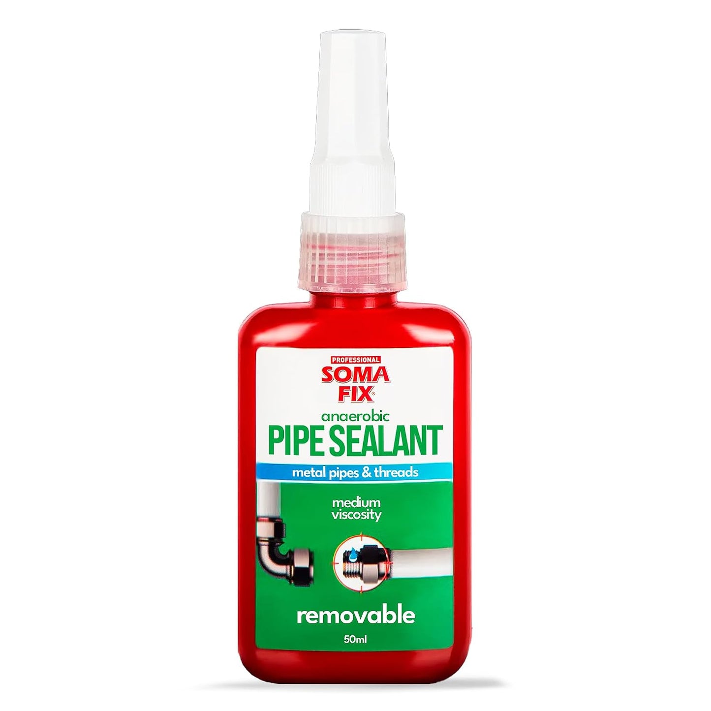Pipe Thread Sealant - High Pressure Resistant Anaerobic Sealant | Ideal for Metal Pipe Threads, Gaskets, Fittings, Joints - Medium Viscosity & Oil Proof - 1.7 fl oz / 50ml