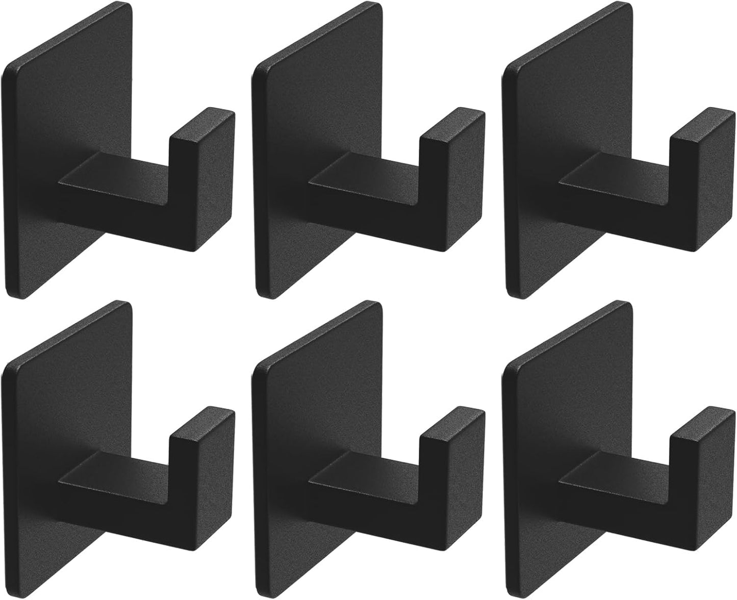 VAEHOLD 4 Pack Adhesive Towel Hooks, Heavy Duty Wall Hooks Aluminum Hooks Stick on Door, Kitchen, Bathroom for Hanging Coat, Hat, Towel, Robe, Clothes (Black)