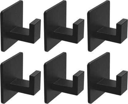 VAEHOLD 4 Pack Adhesive Towel Hooks, Heavy Duty Wall Hooks Aluminum Hooks Stick on Door, Kitchen, Bathroom for Hanging Coat, Hat, Towel, Robe, Clothes (Black)