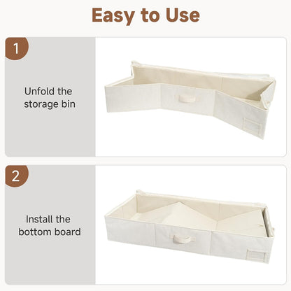 StorageWorks Large Under Bed Storage Containers with Handles and Label Holder, 2 Pack Ultra-thick Fabric Underbed Bins, Closet Organizer for Clothes, Blankets, Sweater